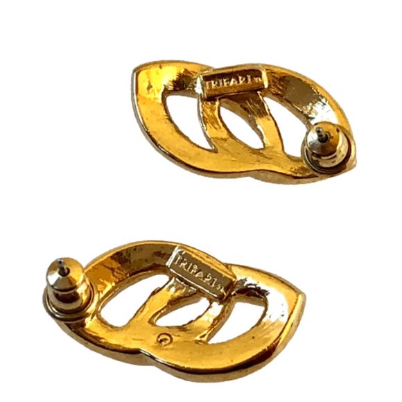 Trifari Vintage Earrings Red Enamel & Gold-tone Post - Picture 5 of 7